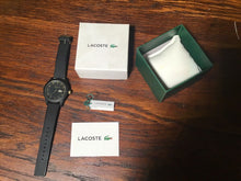 Load image into Gallery viewer, Lacoste 12.12 Black Rubber Strap Watch gold works well men’s watch