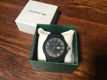 Load image into Gallery viewer, Lacoste 12.12 Black Rubber Strap Watch gold works well men’s watch