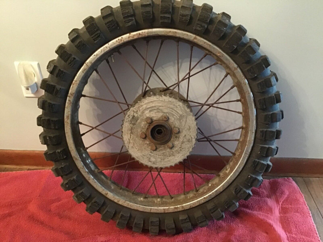 1975 Yamaha DT175 Rear Wheel with tire and sprocket hub