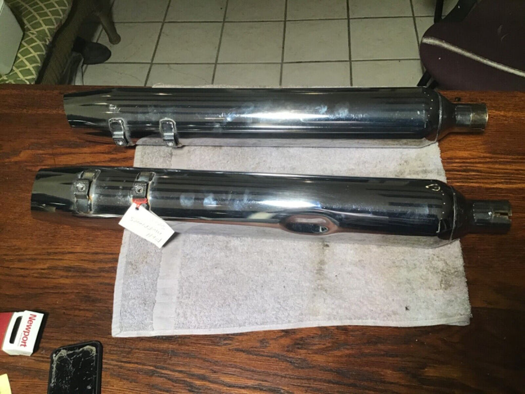 stock oem slip on mufflers harley touring exhaust roadglide flh electraglide 95+
