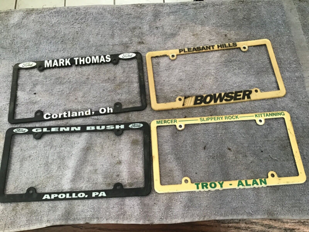 4 license plate frames from western pa / Cortland ohio