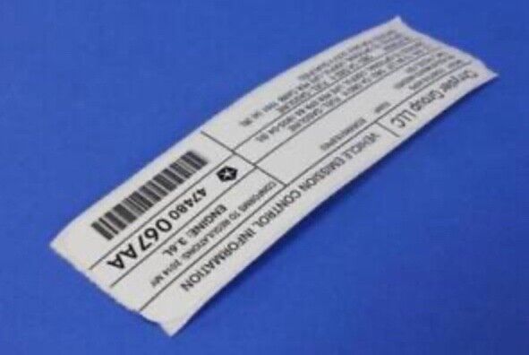 Genuine  Vehicle Emission Control Information Label 47480067AA