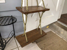 Load image into Gallery viewer, 2-Tier Wood Hanging Wall Shelf, Swing  Rope Floating Wall Decor Display Shelf  
