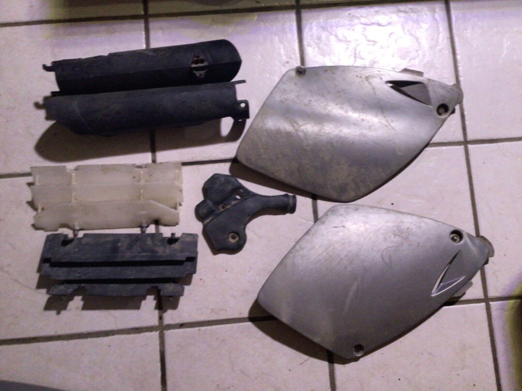 2001 KTM 250 EXC SX Side Number Plate Plastics Silver fork guards frame guard