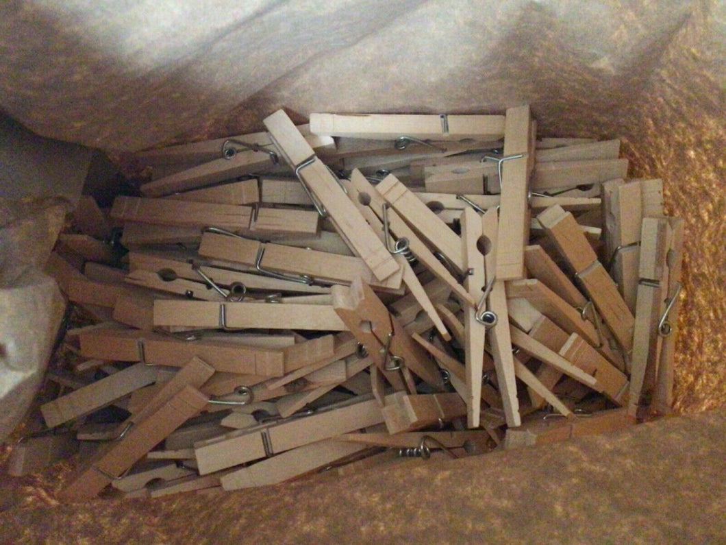 ClothesPins-100 Pack Laundry Natural Wooden-Spring Standard Loaded Strong