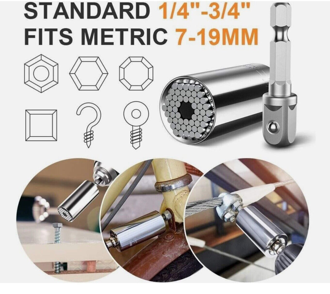 Universal SOCKET Wrench Tool 1/4-3/4  7mm-19mm Magic Grip Alligator Adapter Set
