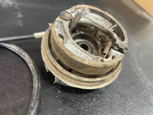 Load image into Gallery viewer, 2001 - 2013 HONDA XR100 R CRF100 OEM FRONT BRAKE  PANEL SHOE SET ARM NEEDS SHOES
